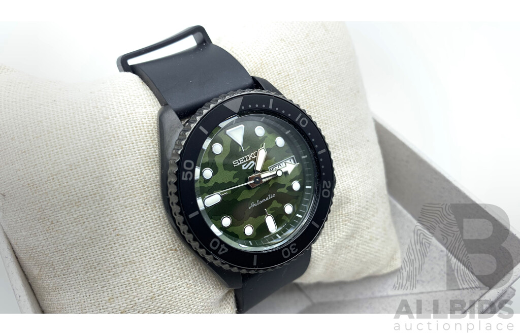 Seiko 5 Sports Green Camouflage Dial Automatic Men's Watch - SRPJ37K1