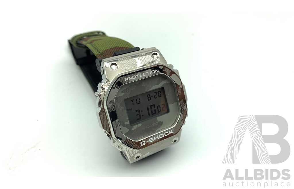 Casio G-Shock GM5600 Digital Metal and Resin Silver Camo Watch