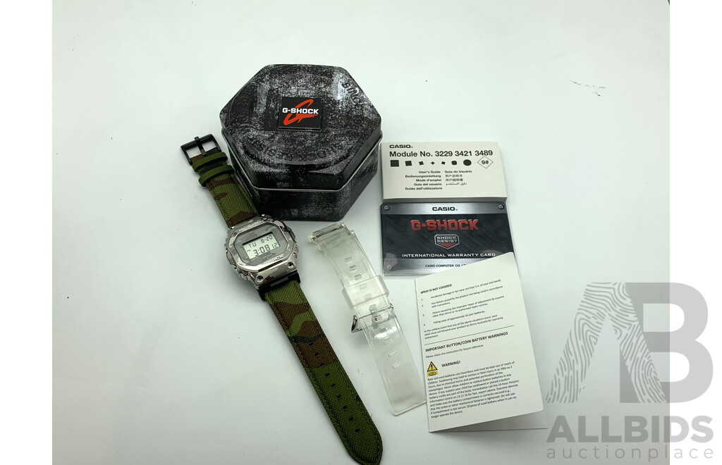 Casio G-Shock GM5600 Digital Metal and Resin Silver Camo Watch