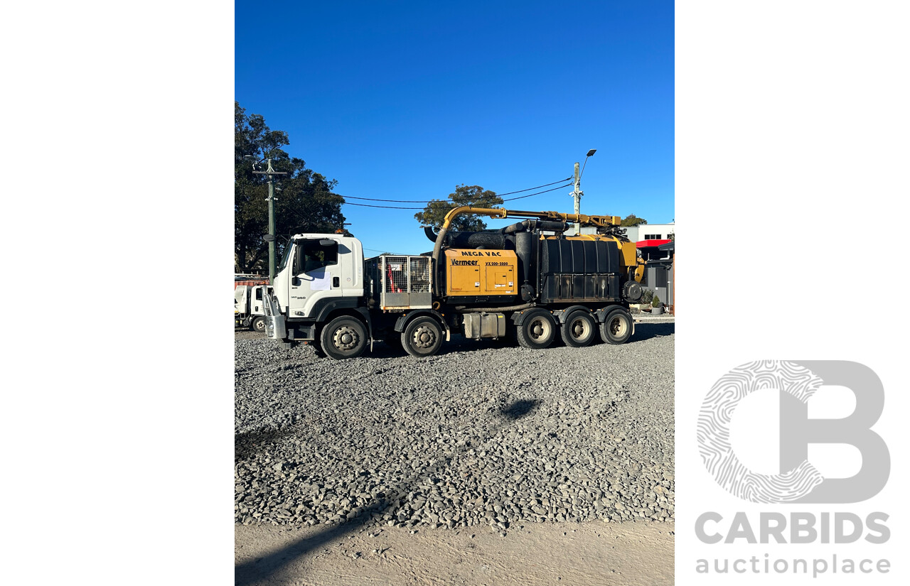 12/ 2017 White Isuzu FYX350 Tanker With Vermeer Mega Vac