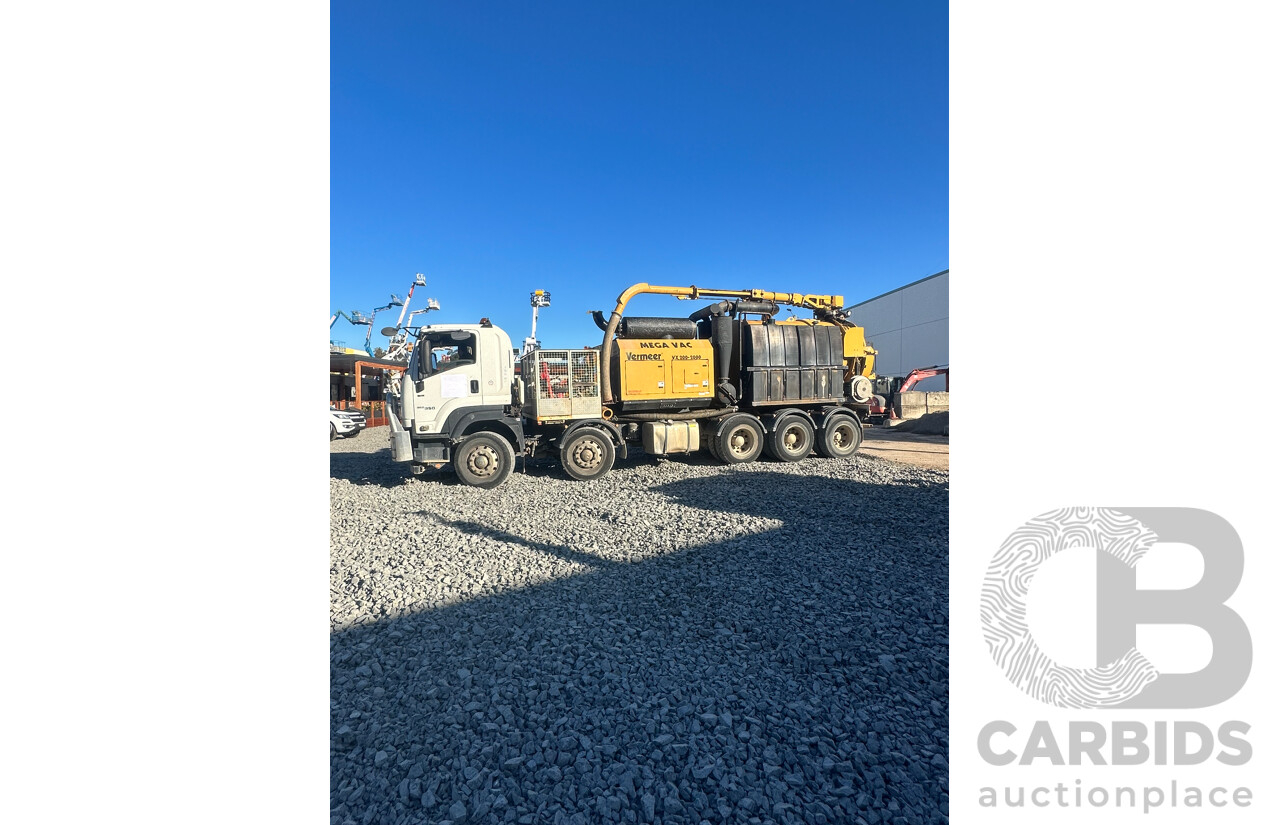 12/ 2017 White Isuzu FYX350 Tanker With Vermeer Mega Vac