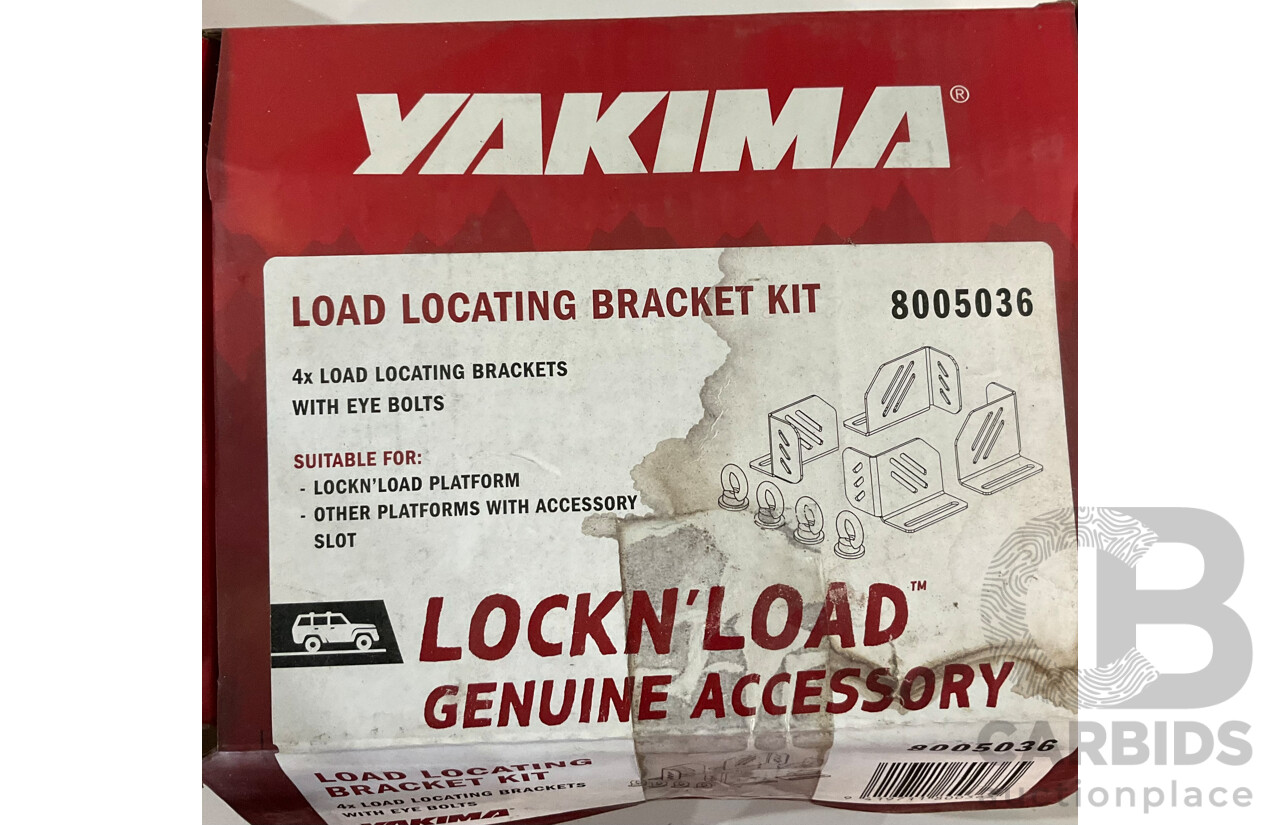 YAKIMA Specific Platform Mounting Kit for Toyota LC200 Series & Easy Off Awning Bracket & Assorted of LockNLoad Accessory - Lot of 5 - Estimated Total ORP $447.00
