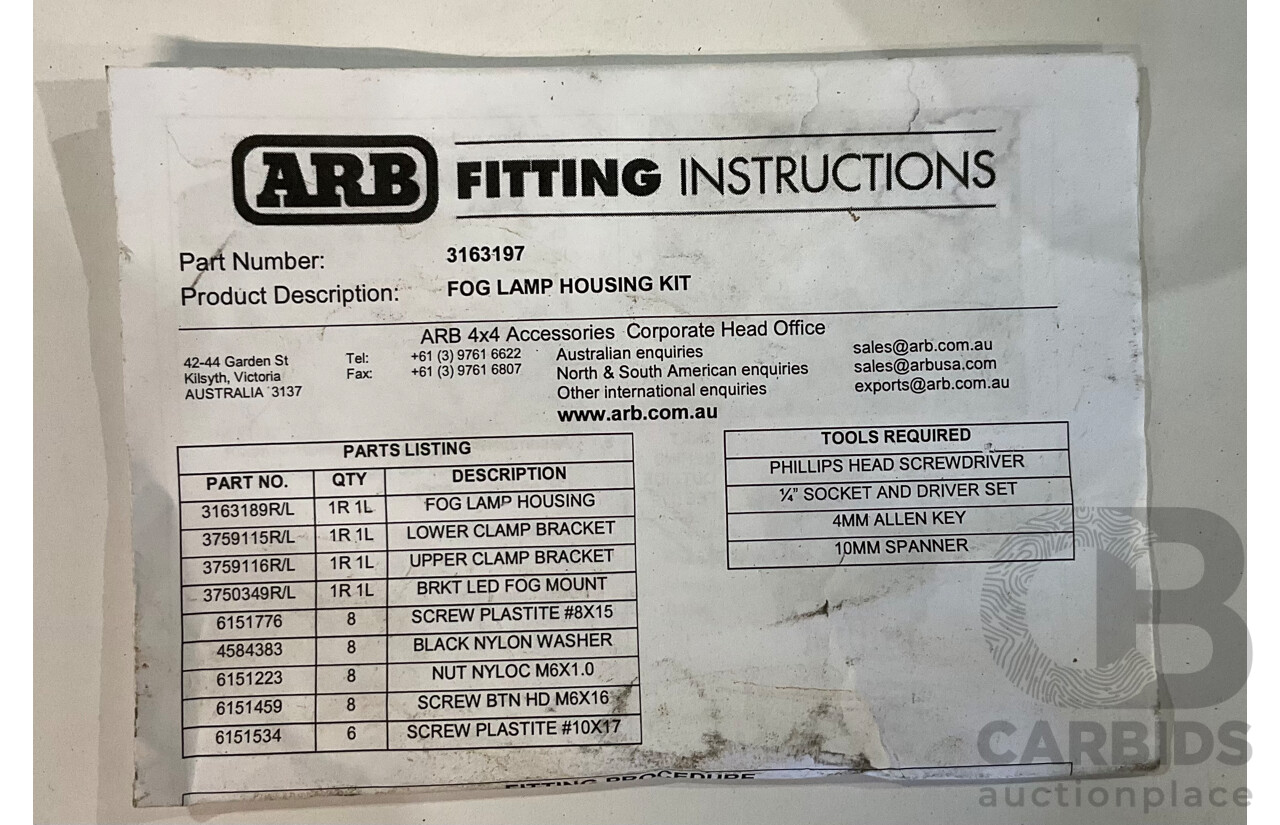 ABR Fog Lamp Housing Kit ( Light NOT Include) - ORP $164.00