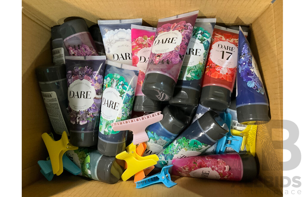 DARE Temporary Hair Colour & Butterfly Clips - Lot of 35 - Estimated Total ORP $635.00