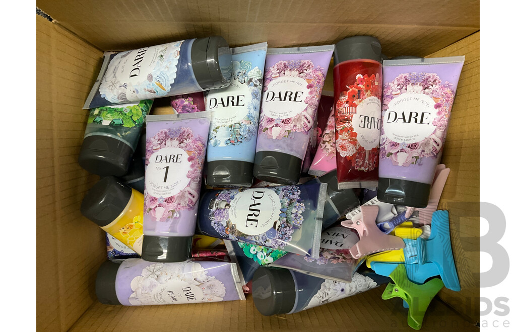 DARE Temporary Hair Colour & Butterfly Clips - Lot of 35 - Estimated Total ORP $635.00