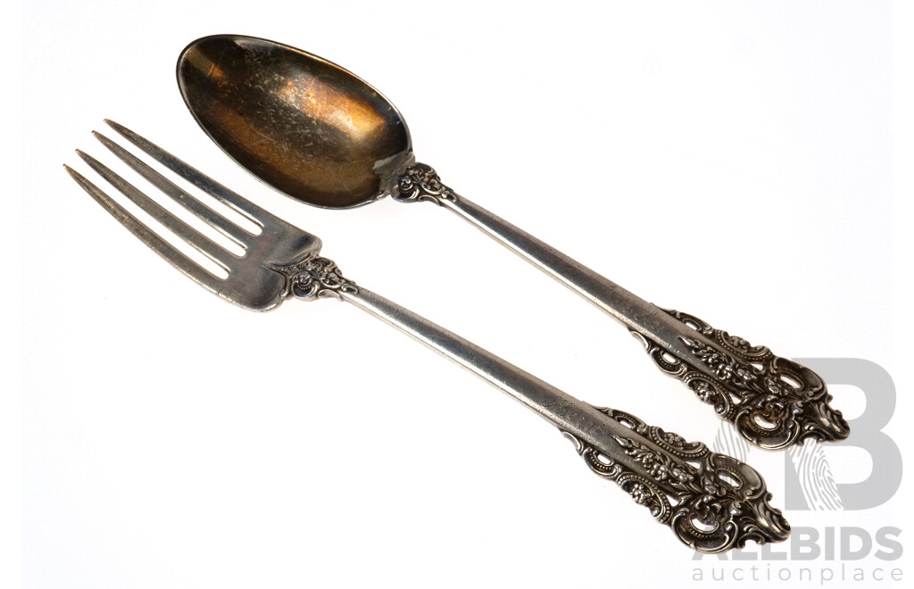 Two Sterling Suilver Matching Frok and Spoon Set, Inscribed Las Vegas 53 Verso