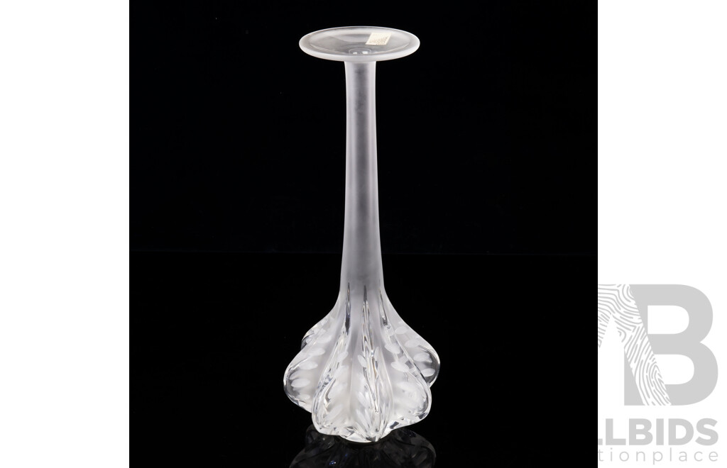 Cristal Lalique Paris Vase with Original Label and Signature