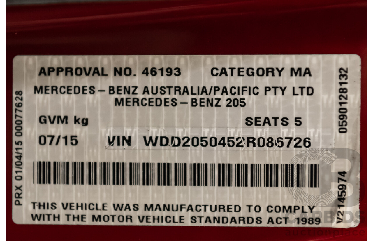 7/2015 Mercedes-Benz C250 W205 4d Sedan Hyacinth Red Metallic Turbo 2.0L