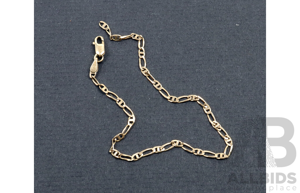 9ct Yellow Gold Fancy Link Bracelet, 2g