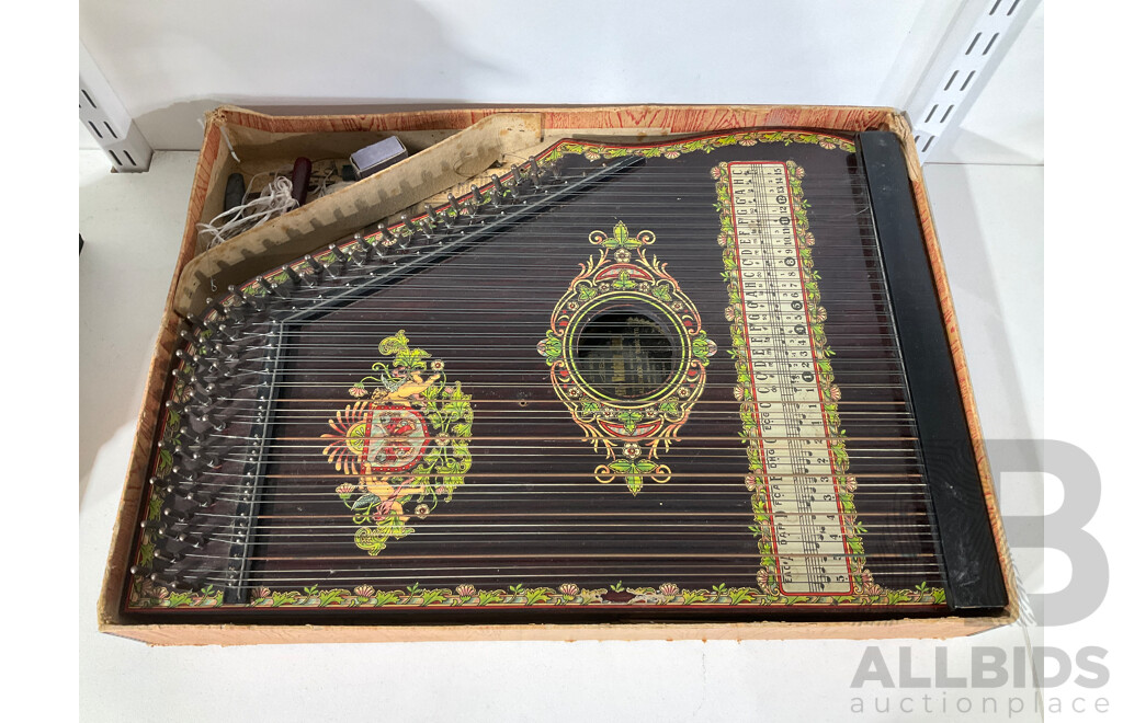 Austral School of Music Zither with Box and Sheet Music