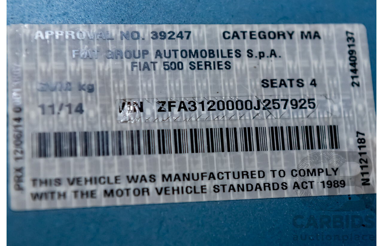 11/2014 Fiat 500 S 3d Hatchback Blue 1.4L