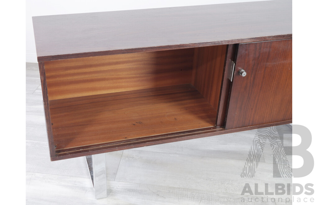 Mid Century Rosewood and Steel Credenza