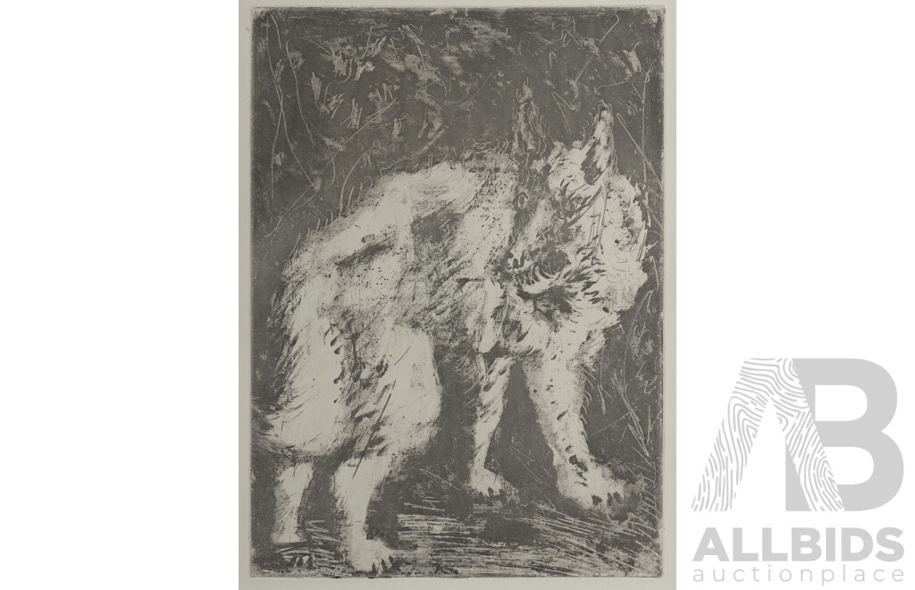 Pablo Picasso (1881-1973, Spanish), Wolf 1936 (Printed 1942), Sugarlift Aquatint & Drypoint on Vidalon Wove Paper with Vollard Watermark