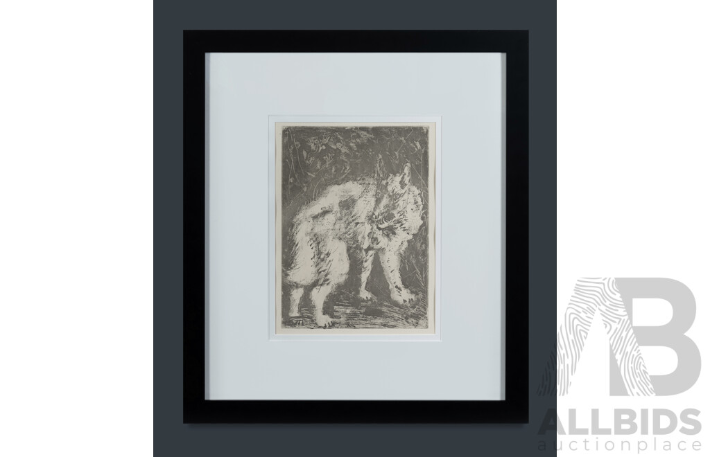 Pablo Picasso (1881-1973, Spanish), Wolf 1936 (Printed 1942), Sugarlift Aquatint & Drypoint on Vidalon Wove Paper with Vollard Watermark