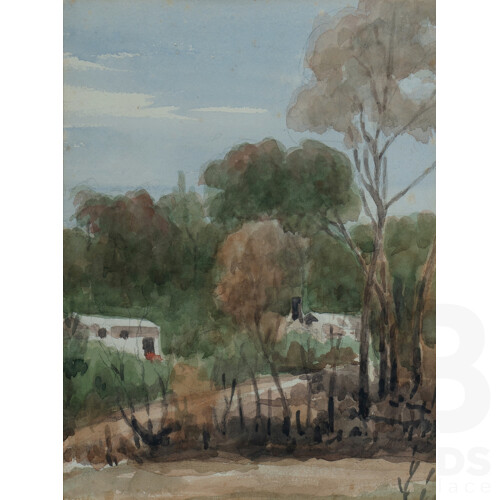 Evan Smith (1870-1964), Suburban Views, possibly the Family Home at Springwood, N.S.W., December 1940, Watercolour, 25 x 18.5cm (each)(2)