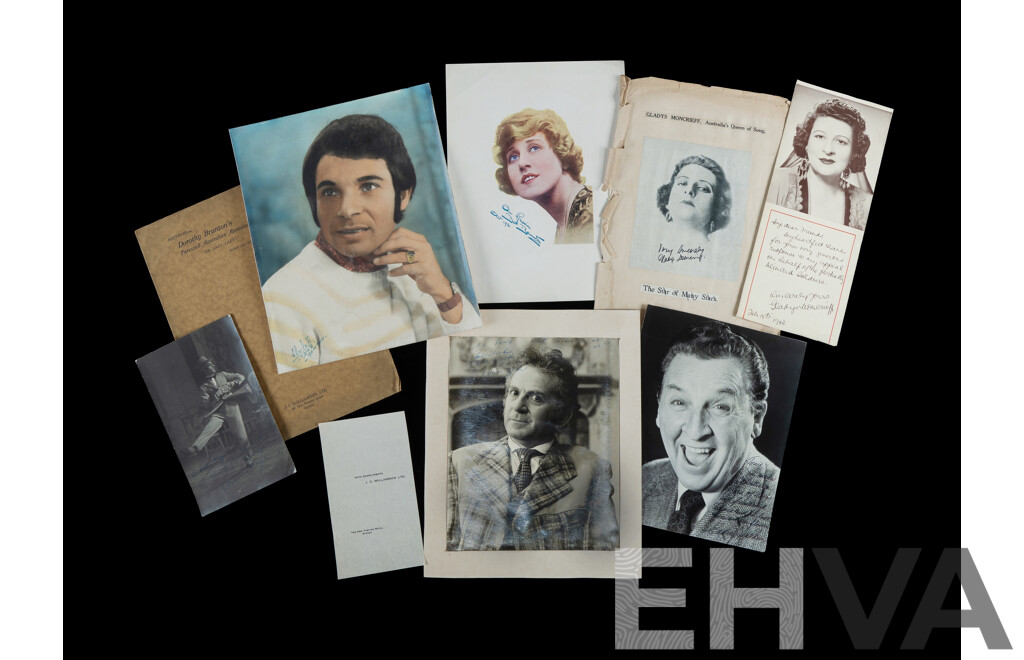 Group of Signed Photographs and Ephemera From Australian Theatre, Various Sizes