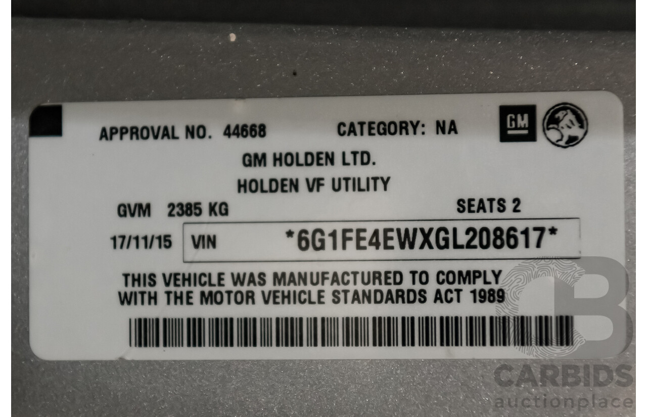 11/2015 Holden Commodore Ute SS-V Redline VF11 Utility Nitrate Silver V8 6.2L