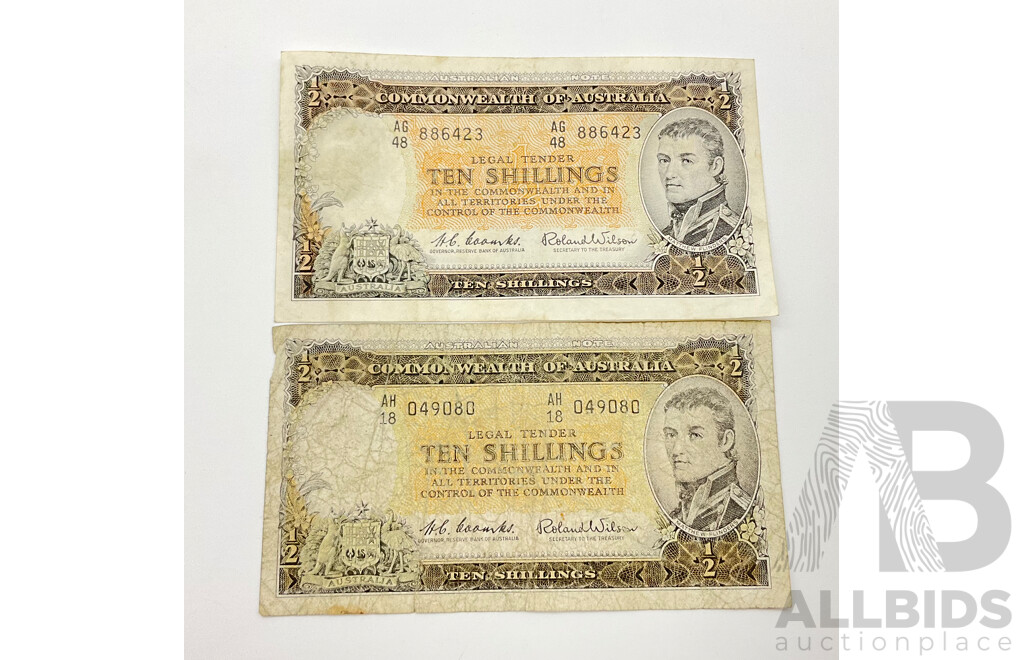 Australian Ten Shilling Notes, Coombs/Wilson AH18 and AG48