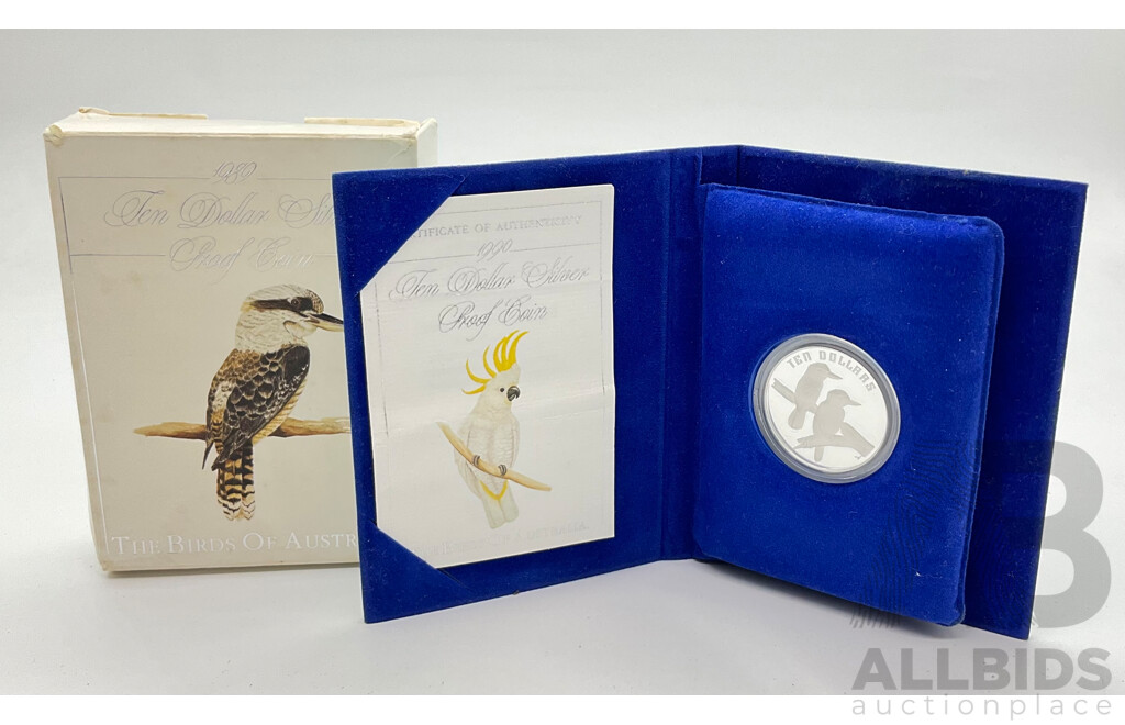 Australian RAM 1989 Ten Dollar Silver Proof Coin, Birds of Australia .925 Silver
