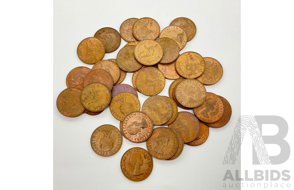 Australian QE2 Pennies 1960's - Approximately 40 Coins