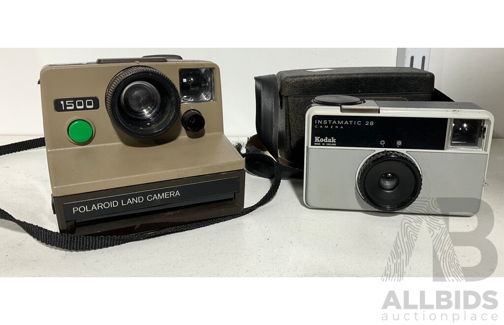 Polaroid Land Camera 1500 and Kodak Instamatic 28 Cameras