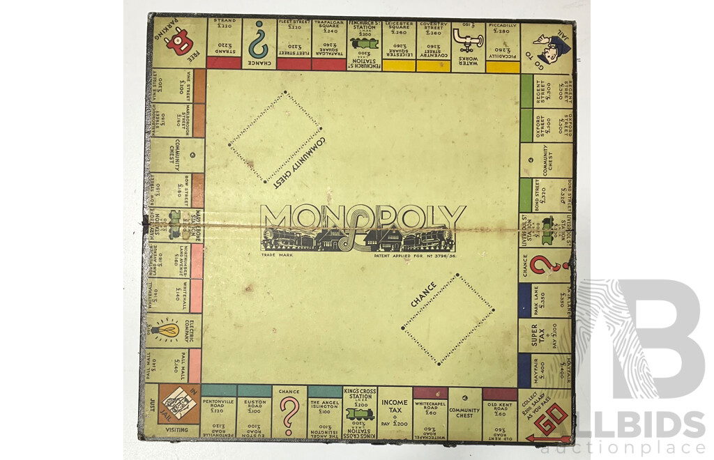 Vintage Monopoly Game Manufactured by John Sands, Australia C. 1930s