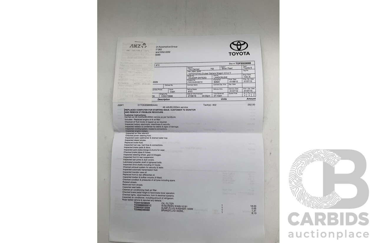 6/2012 Toyota Landcruiser Sahara (4x4) VDJ200R 4d Wagon Silver Turbo Diesel V8 4.5L