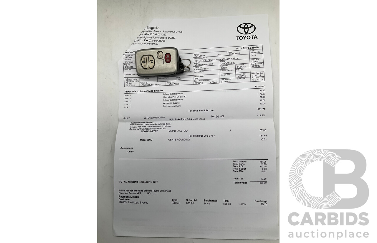 6/2012 Toyota Landcruiser Sahara (4x4) VDJ200R 4d Wagon Silver Turbo Diesel V8 4.5L
