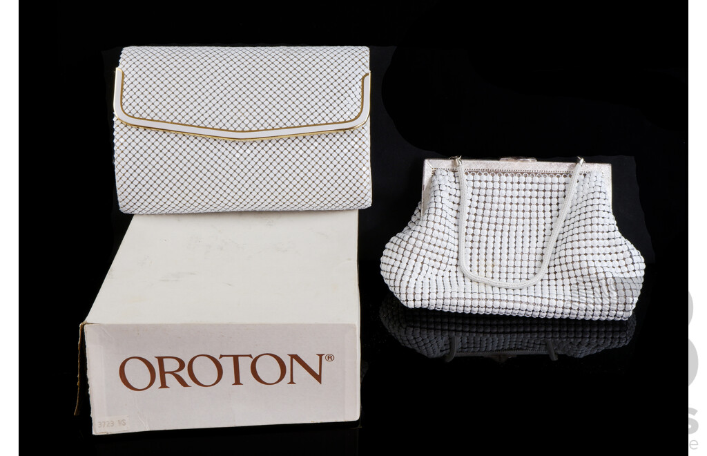 Retro Oroton Glomesh Hand Bag in Original Box with Booklet Along with Another Glomesh Example