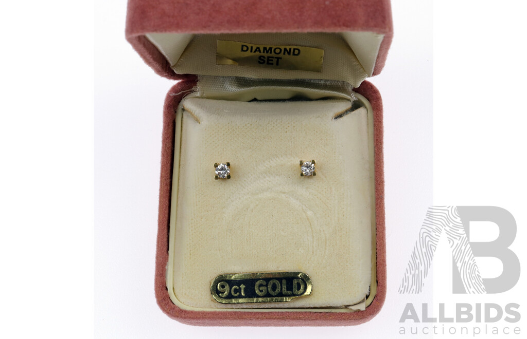 9ct Yellow Gold Diamond Stud Earrings, TDW 2=0.16ct, 0.57 Grams