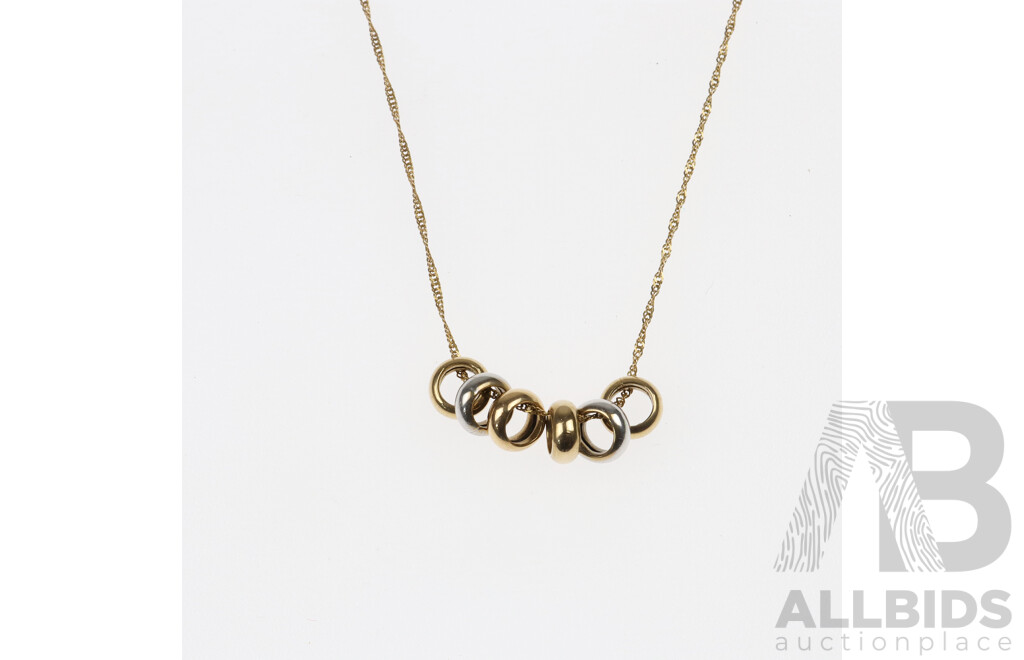 9ct Six Rings of Friendship Necklace, 45cm, 2.11grams
