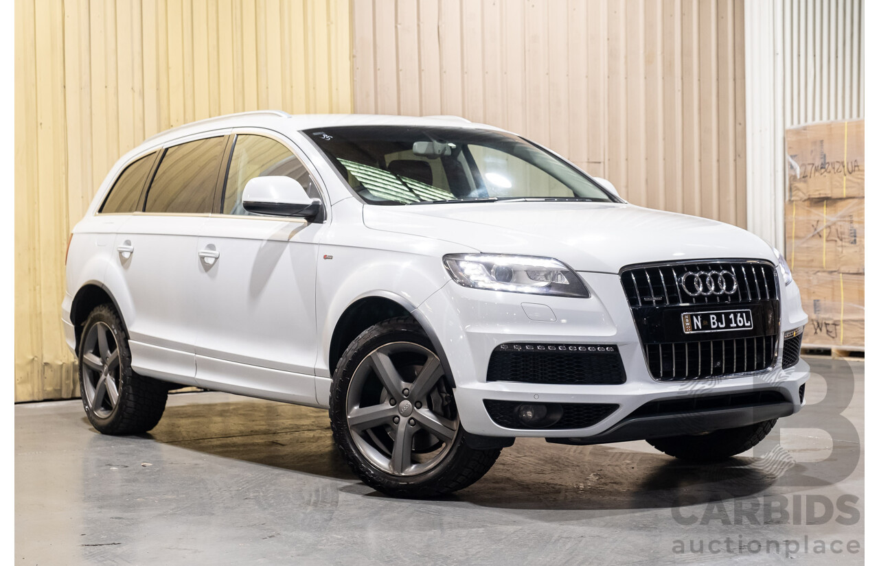 6/2014 Audi Q7 3.0 TDI S-Line Package Quattro (AWD) MY14 4d Wagon White Turbo Diesel 3.0L - 7 Seater