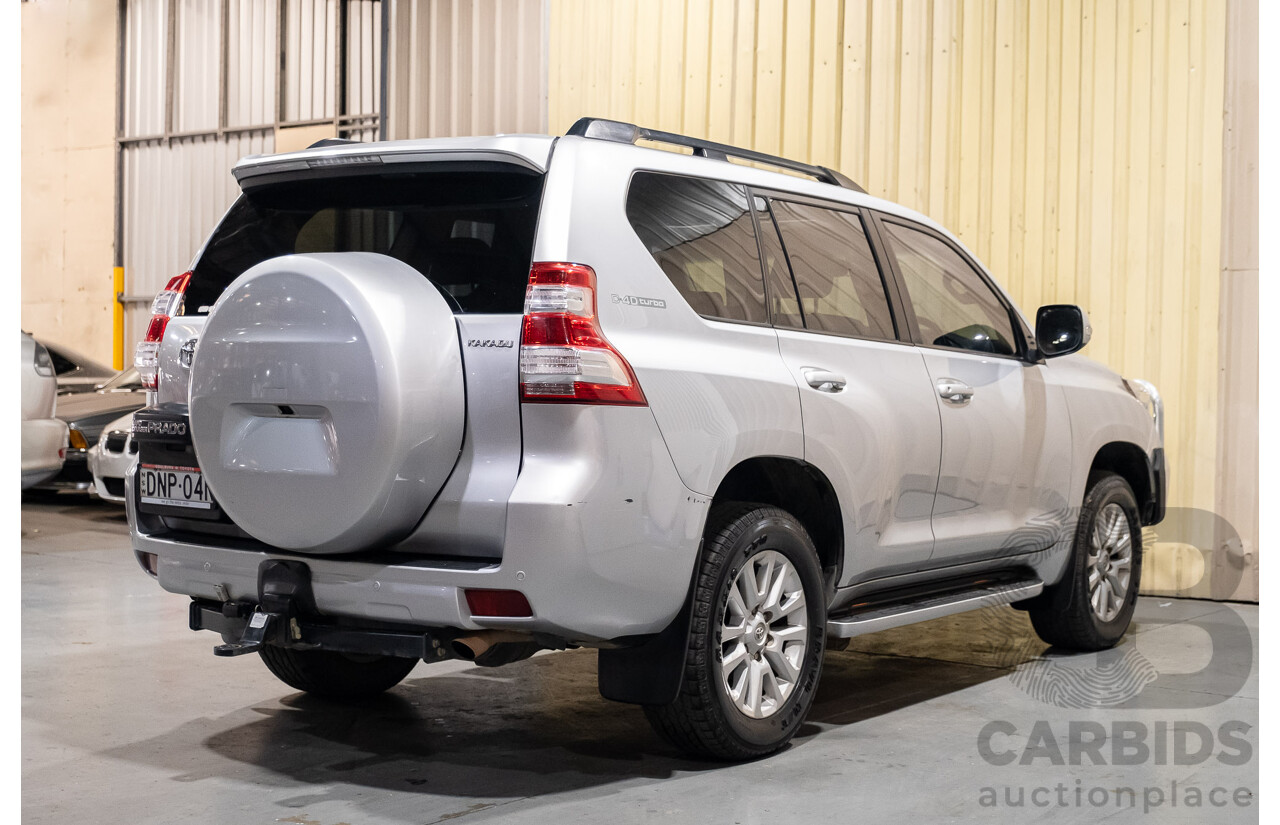 02/2017 Toyota Landcruiser Prado Kakadu (4x4) GDJ150R MY17 4d Wagon Premium Silver Turbo Diesel 2.8L - 7 Seater