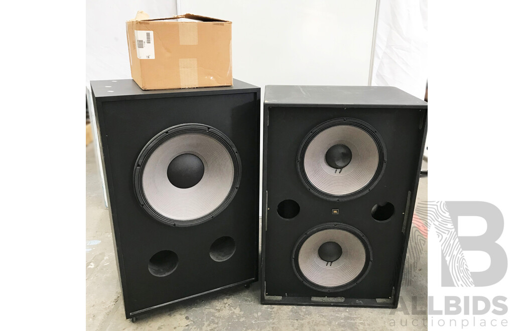 JBL (Model 4645B) Cinema Theater Subwoofer Two Piece Set with Accessories