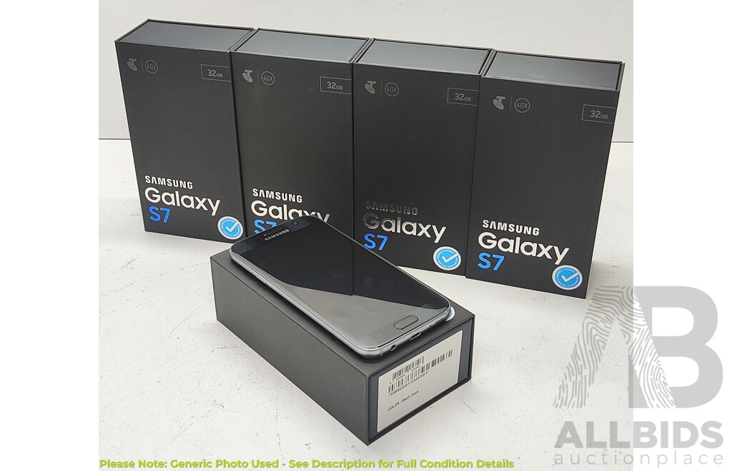 Samsung (SM-G930F) Galaxy S7 5.1-Inch 32GB (Onyx Black) Smart Phone - Lot of Five