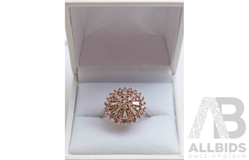 Spectacular ARGYLE PINK Diamond Statement Ring - with Argyle Lot Number. One Carat Diamond Ring
