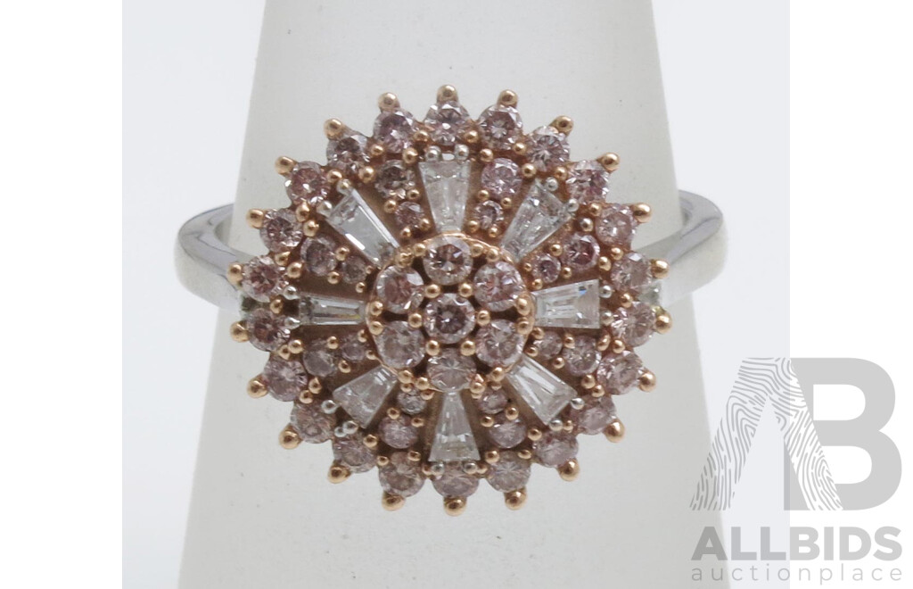 Spectacular ARGYLE PINK Diamond Statement Ring - with Argyle Lot Number. One Carat Diamond Ring