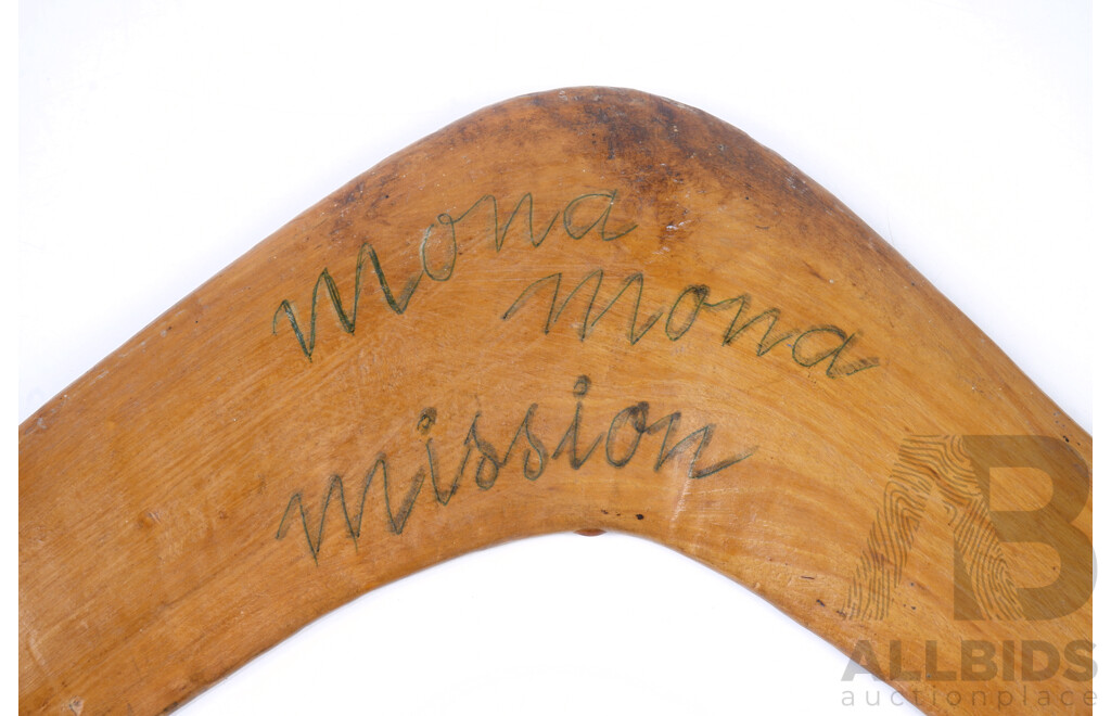 Early 20th Century Mulga Wood Boomerang, Originating from the Mona Mona Mission - Kuranda, Queensland c1920