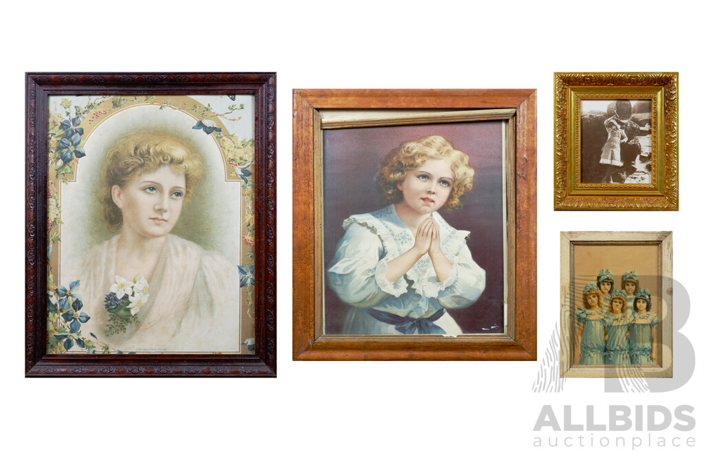 Four Vintage & Reproduction Offset Prints, Early 19th Century Including 'A Fair Daughter of England'