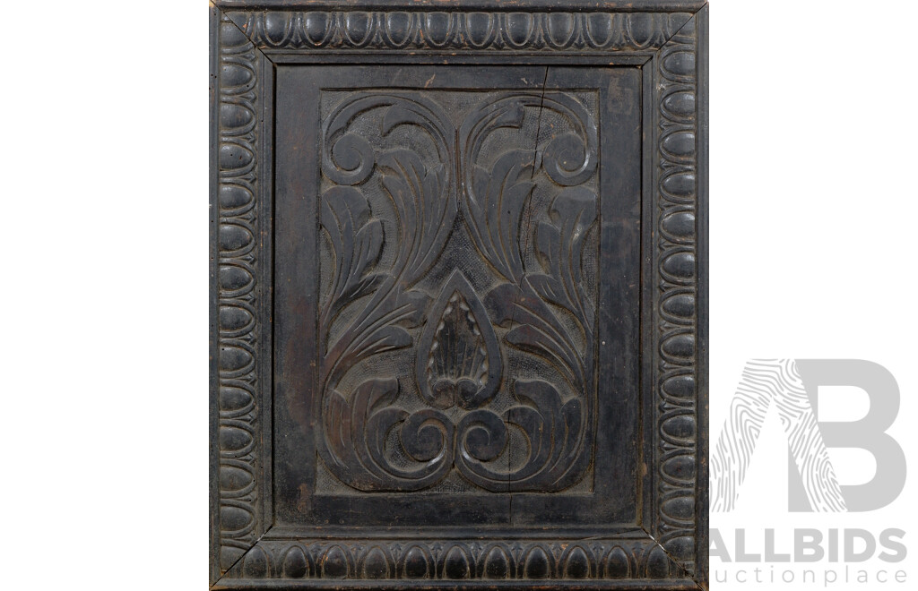 Early 20th Century Hand-Carved and Painted Timber Relief
