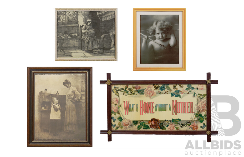 Four Framed Offset Prints Including 'What is Home Without a Mother' (4)