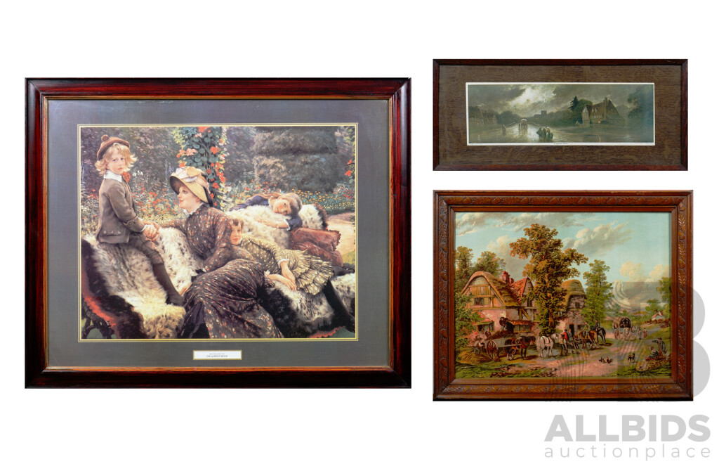Three Framed Offset Prints Including James Tissot 'The Garden Bench'