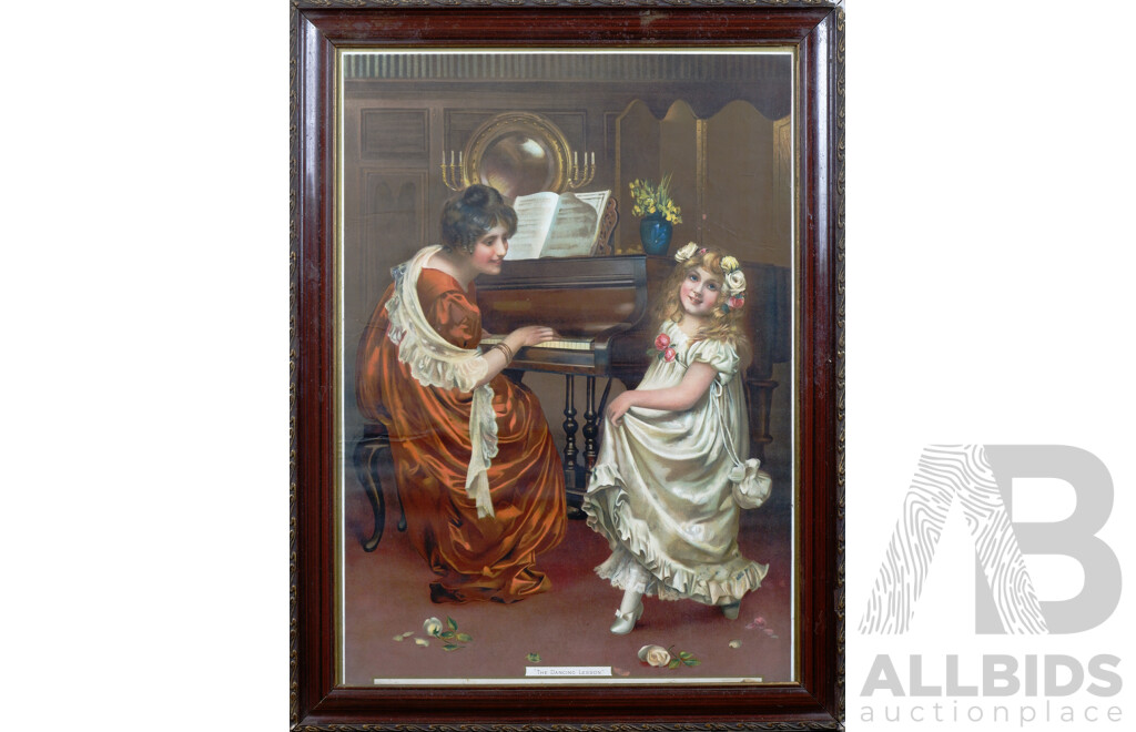 Three Framed Late 19th Century Offset Prints Including 'The Dancing Lesson'