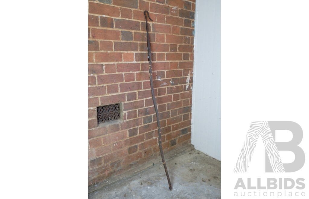 Antique Forged Metal Shepards Crook on Late Shaft