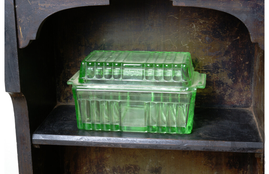 Early to Mid 20th Century Uranium Glass Covered Dish