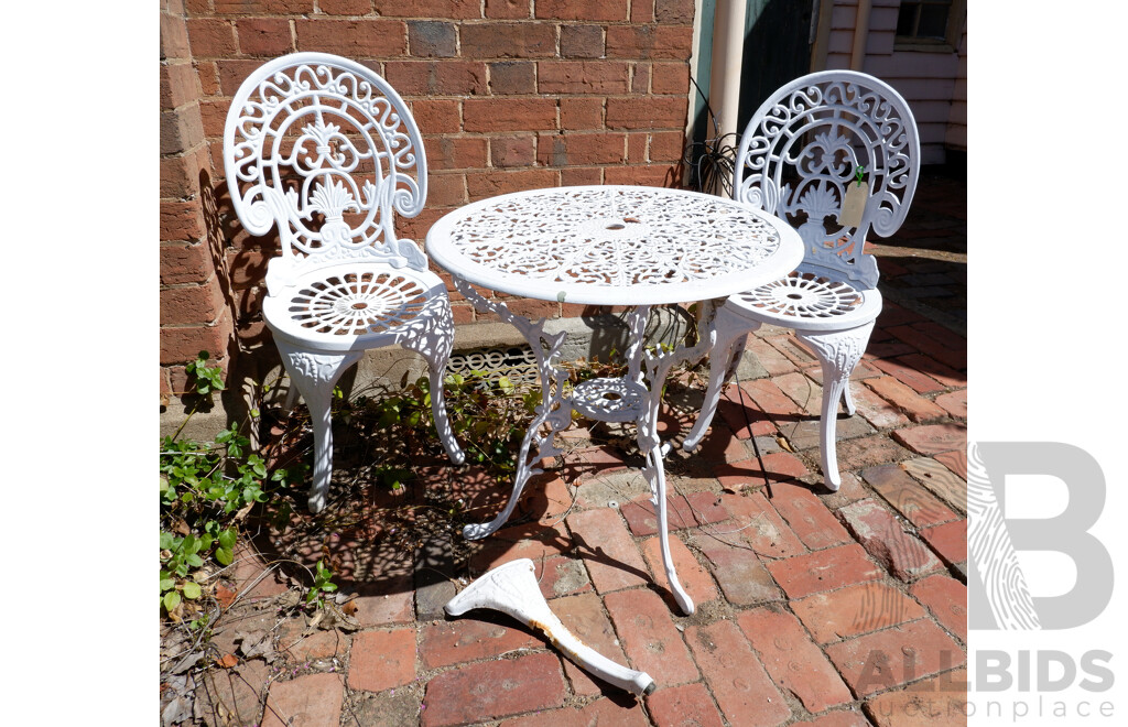 Vintage Painted Metal Three Piece Outdoor Setting
