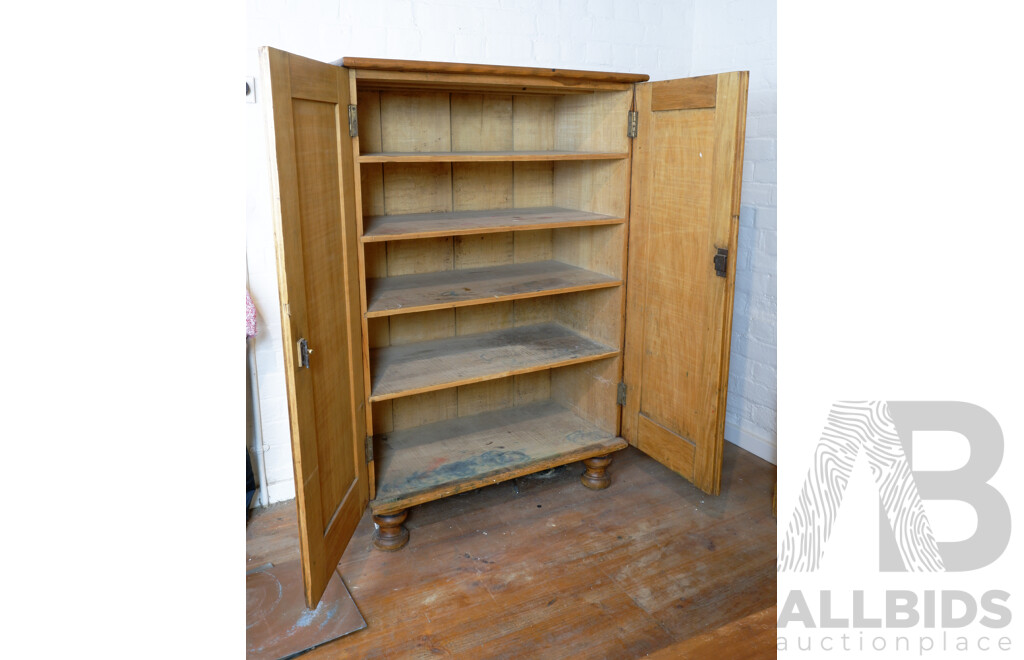 Vintage Pine Stationary Cupboard of Small Proportions