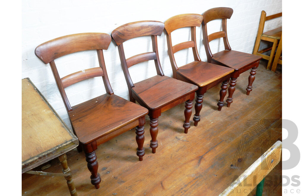 Four Victorian Mahogany Spade Back Dining Chairs, Circa 1880