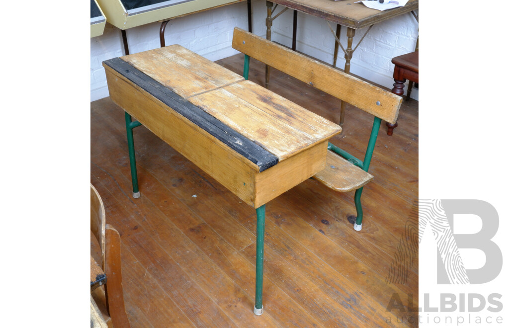 Vintage Childrens Desk with Folding Seat