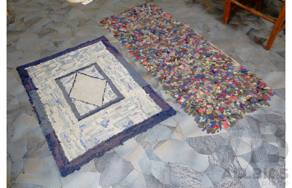 Two Antique English Rag Rugs, Ex Peppergreen Antiques 